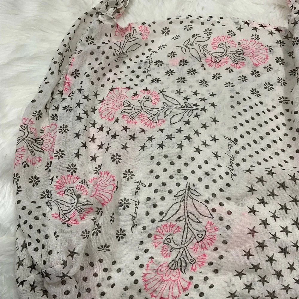 Free People Reusable Shopping Tote Large Pink Flowers Hippie Lightweight Cute